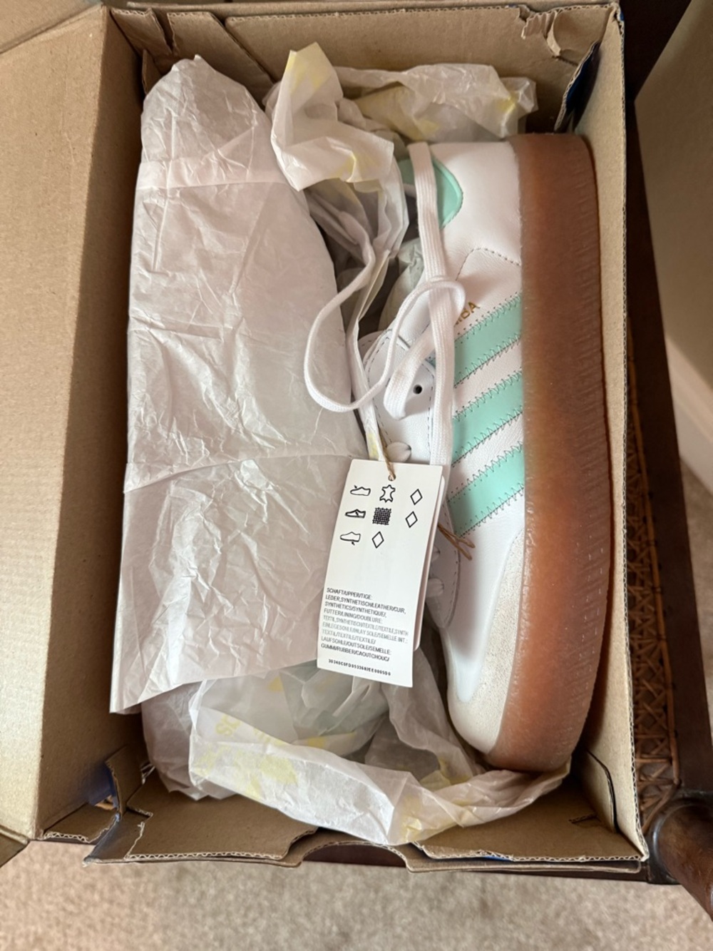 adidas Samba Platform kids Sneakers - White with Mint and Gum Sole - Picture 4 of 4